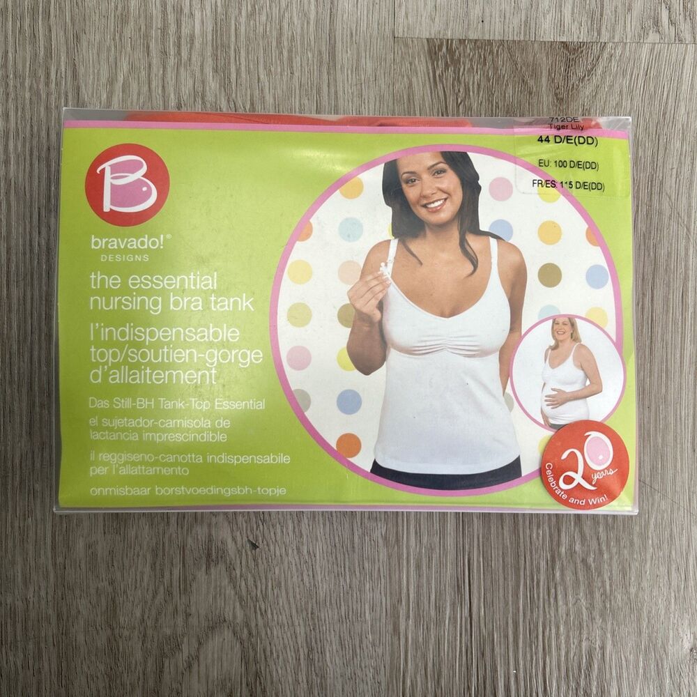 Bravado Designs Womens Essential Nursing Bra Tank Top Shirt Orange 44 D/DD/E NEW